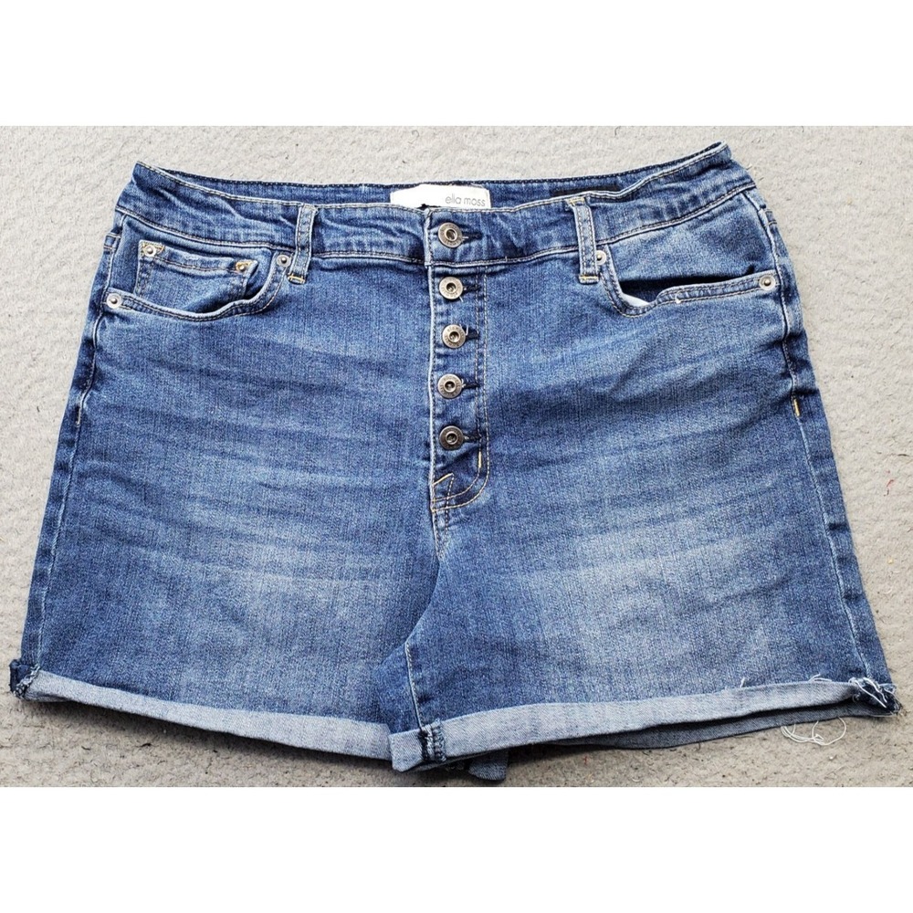 Ella Moss Jeans Womens 31 Blue Denim Faded Medium Wash Cuffed Hem Button Fly
